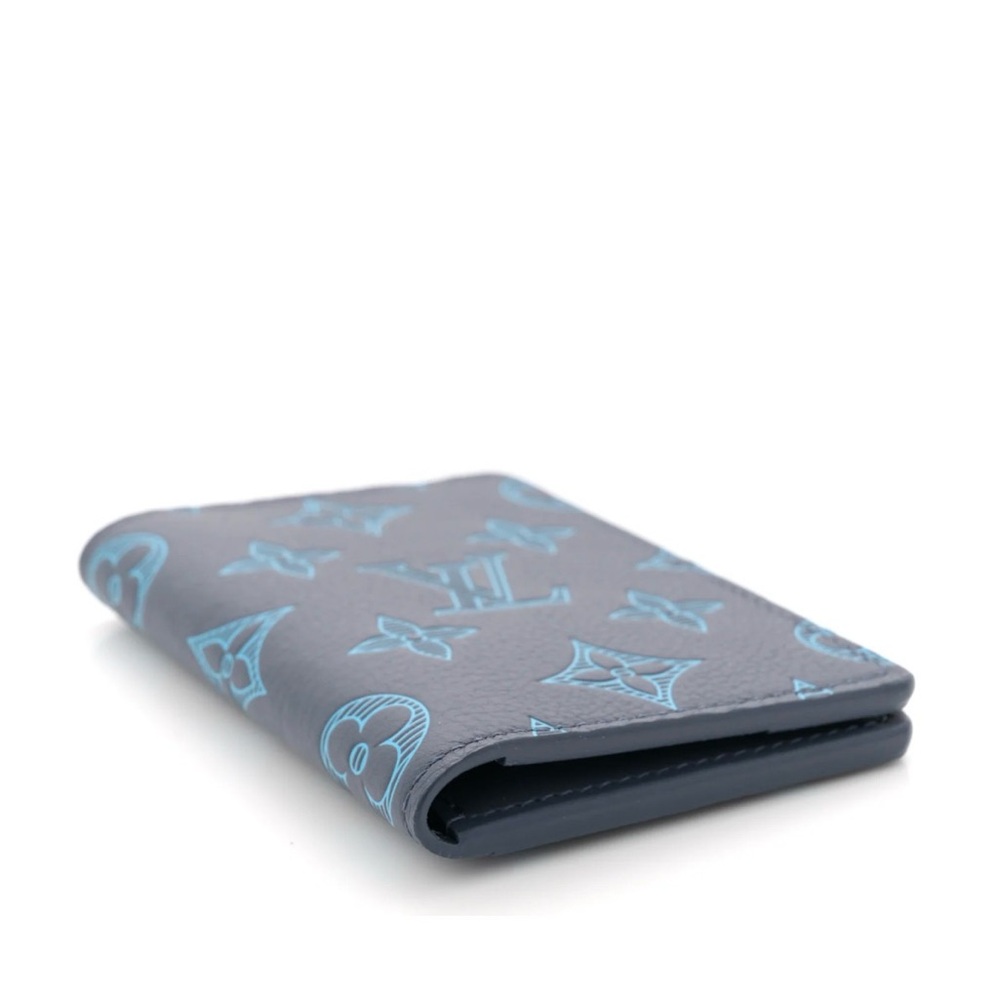 Louis Vuitton Navy & Light Blue Monogram wallet card money business Holder - Picture 4 of 7